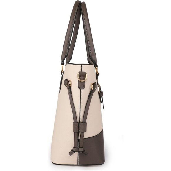 Womens Beige & Grey 3PCS Purses Set Tote Bag Wallet & Shoulder Satchel Handbags - Picture 4 of 6